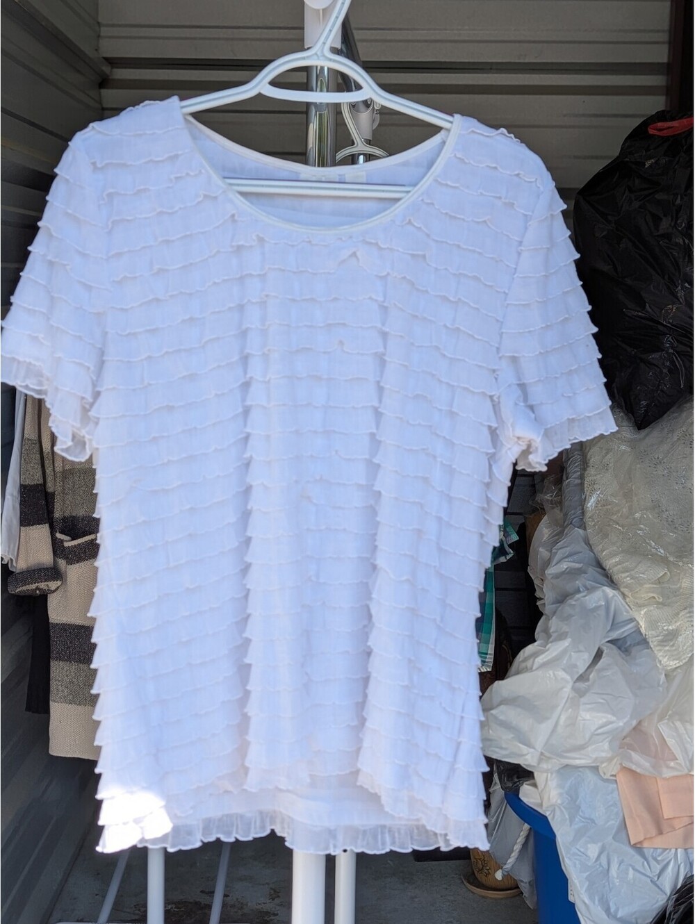 Cato white textured short sleeve top